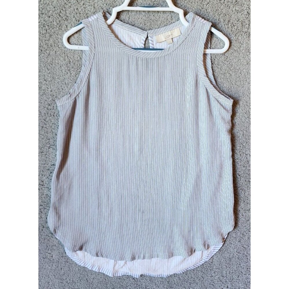 Loft Top Women's Sleeveless Round Neck‎ Blouse Top Blue/White Striped Size M